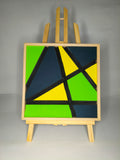 Quadro Geometrico Verde, Giallo e Blu – Legno di Paulonia