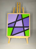Quadro Geometrico Viola e Verde Acido – Legno di Paulonia