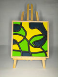 Quadro Astratto Forme Organiche Giallo, Verde e Blu – Legno di Paulonia