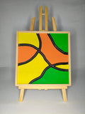 Quadro Astratto Fiore Giallo, Arancio e Verde – Legno di Paulonia