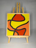 Quadro Astratto Forme Organiche Giallo, Arancio e Rosso – Legno di Paulonia