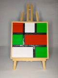 Quadro Geometrico Rosso, Verde e Bianco – Legno di Paulonia