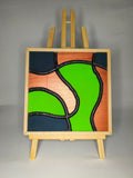 Quadro Astratto Verde, Blu Petrolio e Rame – Legno di Paulonia