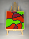 Quadro Astratto Forme Organiche Rosso, Verde e Bordeaux – Legno di Paulonia