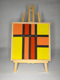 Quadro Geometrico Giallo, Arancio e Rosso – Legno di Paulonia