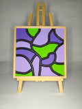 Quadro Astratto Viola e Verde Acido – Ispirazione Vetrata – Legno di Paulonia