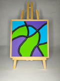 Quadro Astratto Verde, Viola e Azzurro – Legno di Paulonia