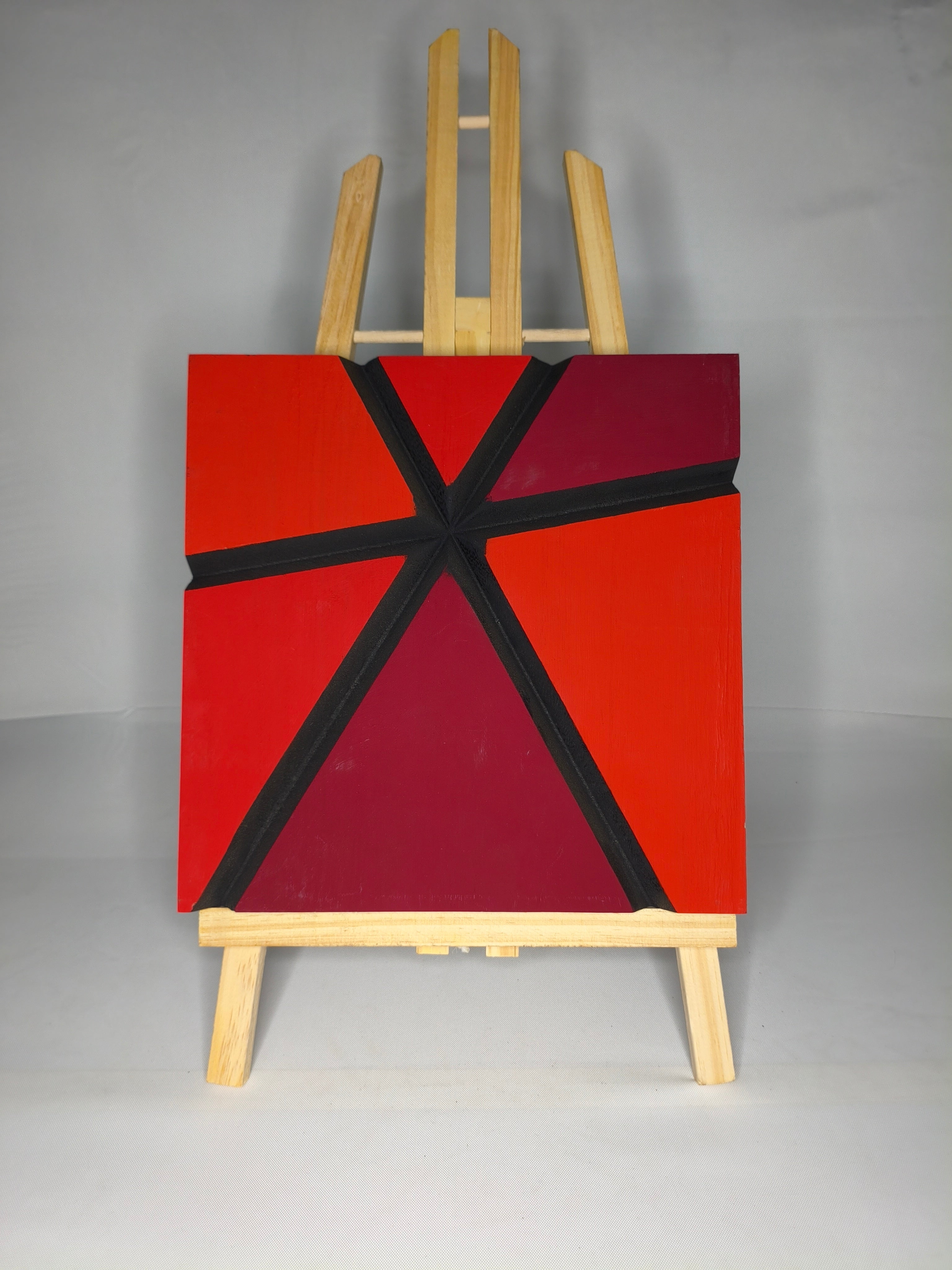 Quadro Monocromatico Rosso – Raggi – Legno di Paulonia