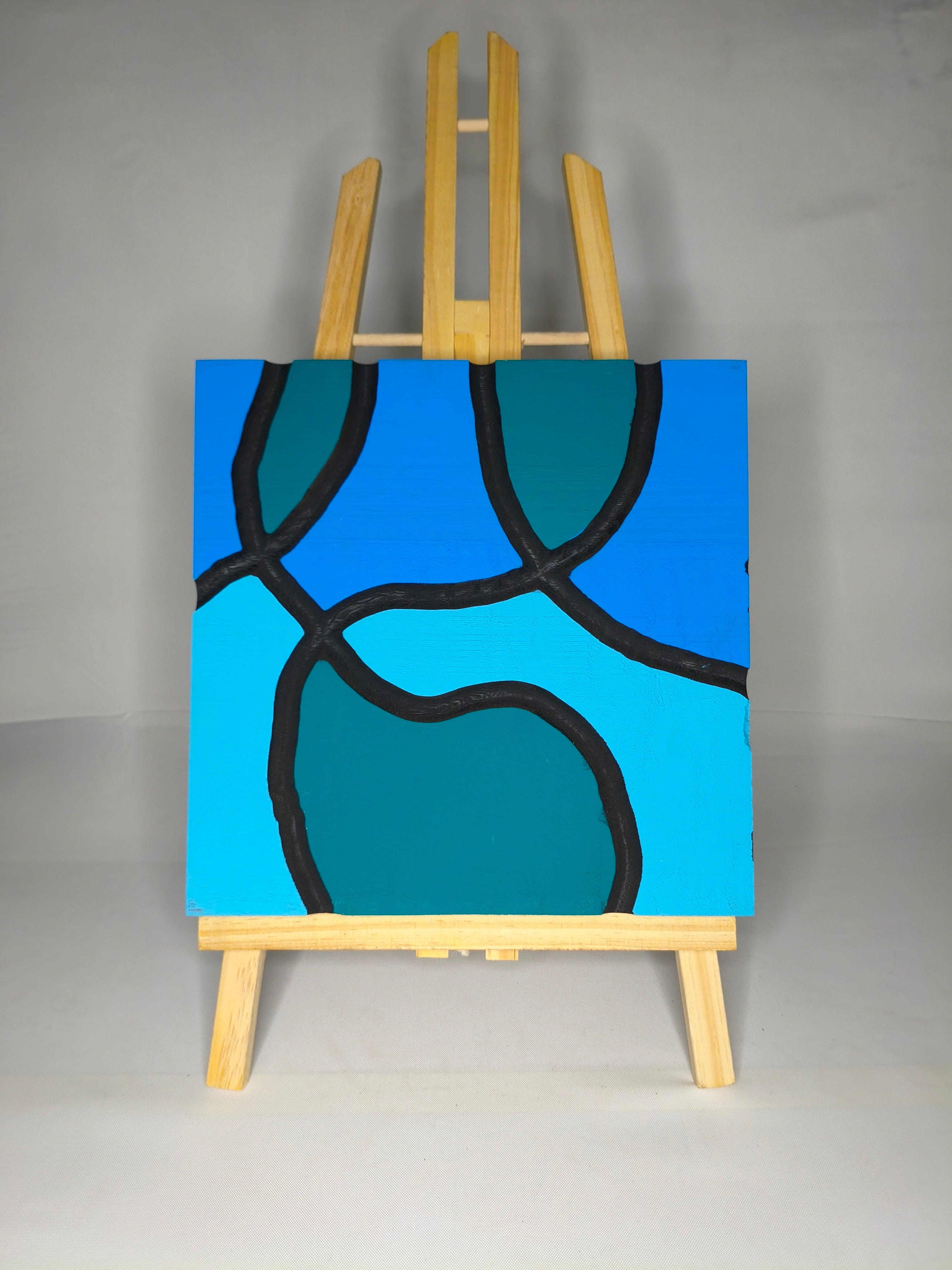 Quadro Astratto Monocromatico Blu – Mosaico – Legno di Paulonia