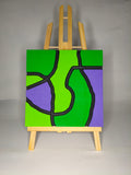 Quadro Astratto Verde e Viola – Forme Organiche – Legno di Paulonia