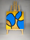 Quadro Astratto Blu e Oro – Forme Organiche – Legno di Paulonia