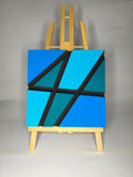 Quadro Geometrico Blu Cobalto e Turchese – Diagonali – Legno di Paulonia