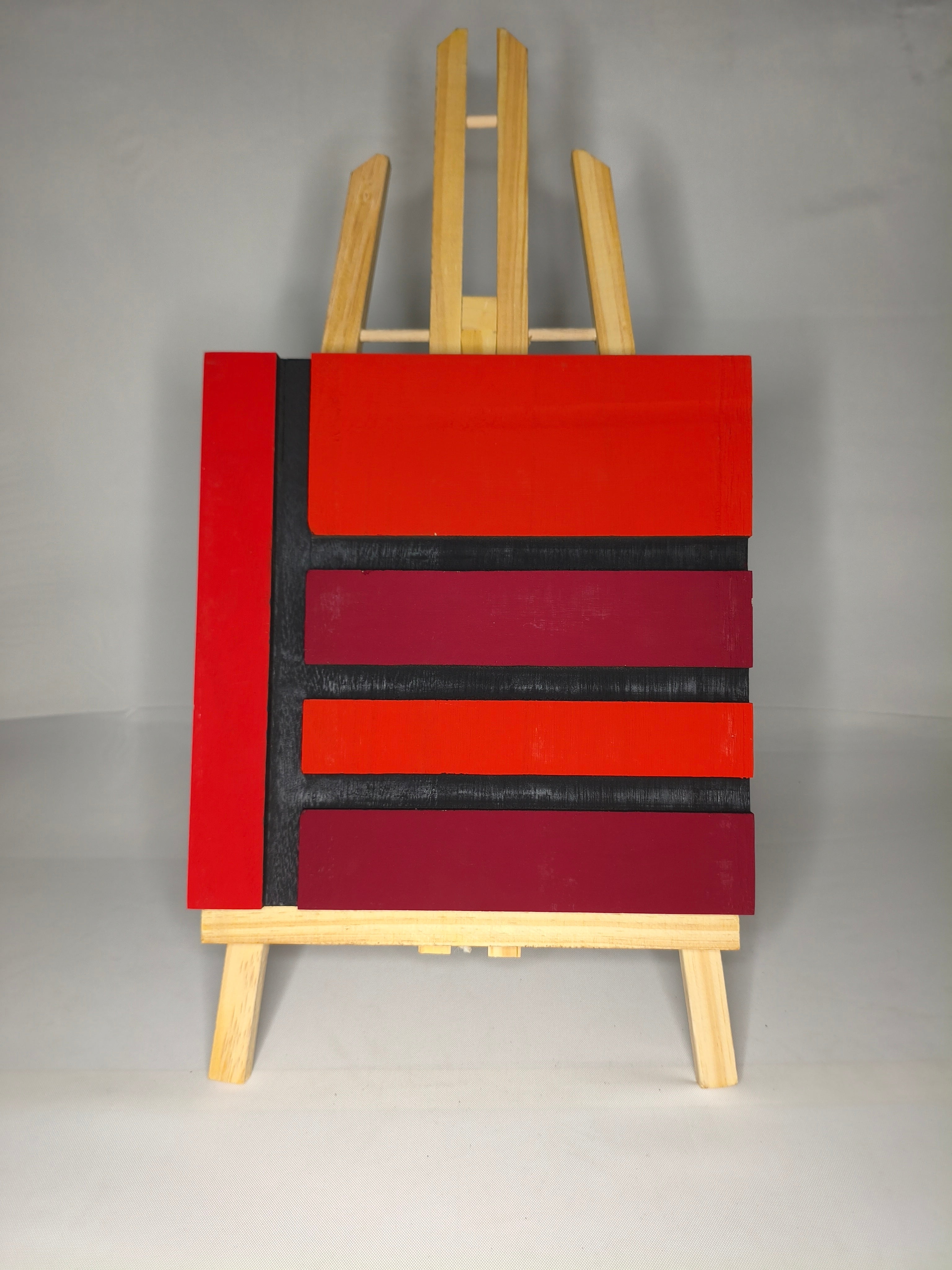 Quadro Monocromatico Rosso – Fasce – Legno di Paulonia