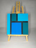 Quadro Neoplastico Monocromatico Blu – Tre Tonalità – Legno di Paulonia